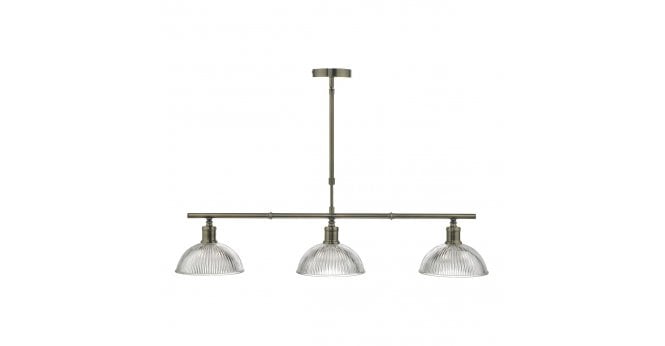 Där Lighting Dara 3 Light Bar Pendant Antique Brass & Glass
