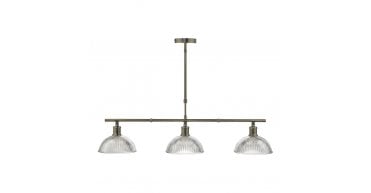 Dara 3 Light Bar Pendant Antique Brass & Glass
