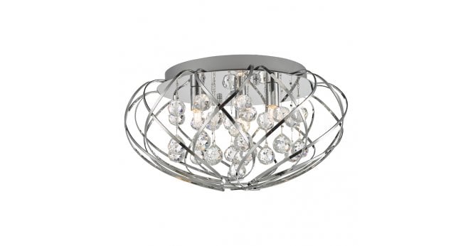 Där Lighting Davian 3 Light Flush Crystal & Polished Chrome