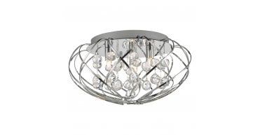 Davian 3 Light Flush Crystal & Polished Chrome