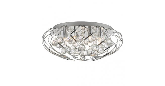 Där Lighting Davian 8 Light Flush Polished Chrome Crystal