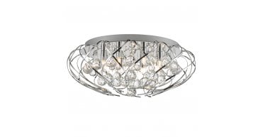 Davian 8 Light Flush Polished Chrome Crystal