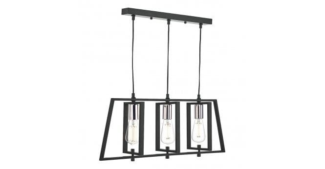 Där Lighting Dax 3 Light Bar Pendant Black & Polished Chrome