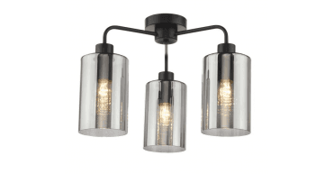 Daylin 3 Light Semi-Flush Satin Black and Smoked Ribbed Glass