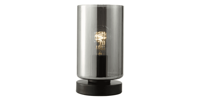 Där Lighting Daylin Table Lamp Satin Black and Smoked Ribbed Glass