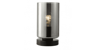 Daylin Table Lamp Satin Black and Smoked Ribbed Glass