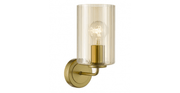 Daylin Wall Light Satin Gold and Amber Ribbed Glass
