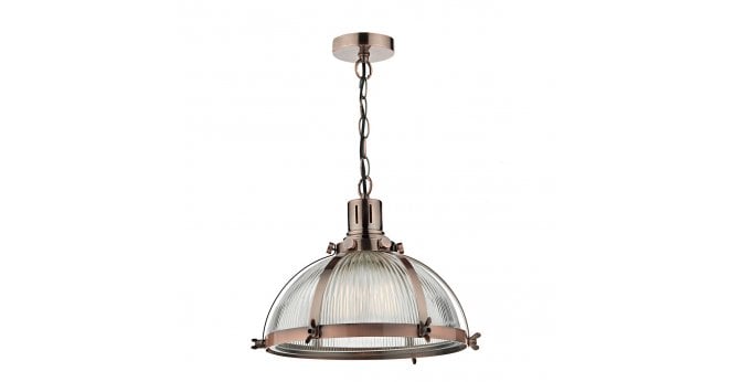 Där Lighting Debut 1 Light Pendant Brushed Antique Copper