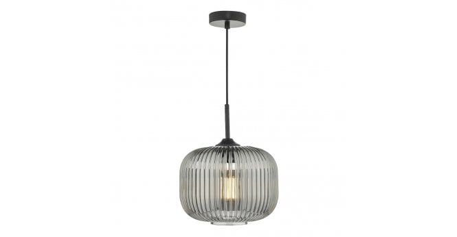 Där Lighting Demarius 1 Light Pendant Black and Smoked Glass