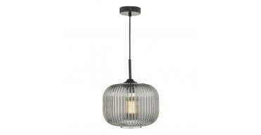 Demarius 1 Light Pendant Black and Smoked Glass