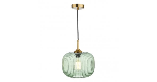 Där Lighting Demarius 1 Light Pendant Green Glass Bronze Detail