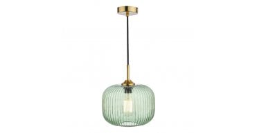 Demarius 1 Light Pendant Green Glass Bronze Detail