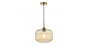 Demarius Pendant Natural Brass and Amber Glass