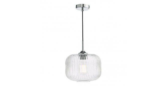 Där Lighting Demarius Pendant Polished Chrome and Clear Glass