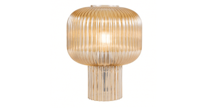 Där Lighting Demarius Table Lamp Amber Ribbed Glass