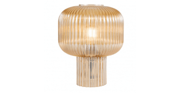 Demarius Table Lamp Amber Ribbed Glass