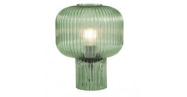 Demarius Table Lamp Green Ribbed Glass
