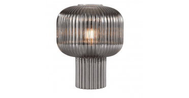 Demarius Table Lamp Smoked Ribbed Glass