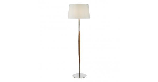 Där Lighting Detroit Floor Lamp Satin Nickel Walnut Detail