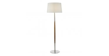 Detroit Floor Lamp Satin Nickel Walnut Detail
