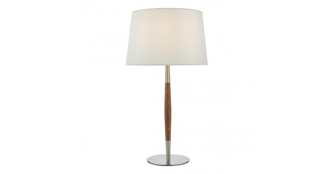 Där Lighting Detroit Table Lamp Satin Nickel Walnut Detail