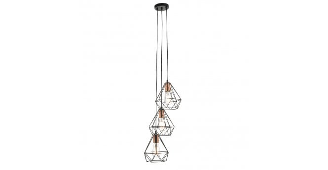 Där Lighting Deyon 3 Light Cluster Pendant Black & Copper
