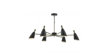 Diego 6 Light Pendant Black & Gold