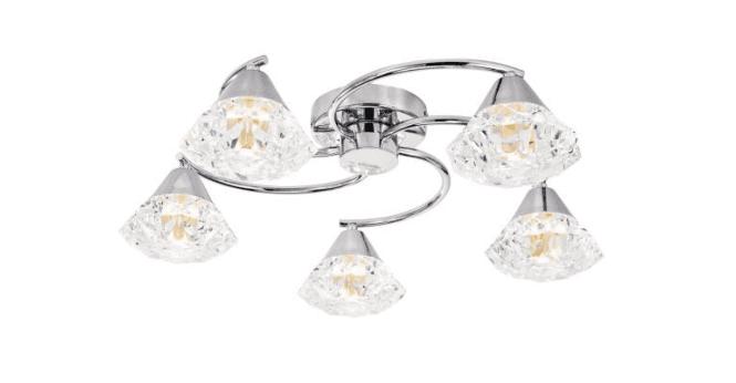 Där Lighting Dilys 5 Light Semi-Flush Polished Chrome