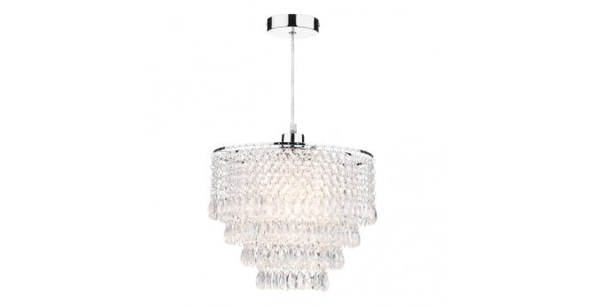 Där Lighting Dionne Non Elec Pendant Polished Chrome Clear Droppers