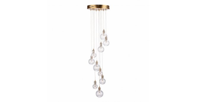 Där Lighting Dita 10 Light Cluster Pendant Brass & Glass