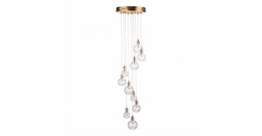Dita 10 Light Cluster Pendant Brass & Glass