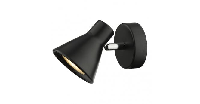 Där Lighting Diza Single Wall Spotlight Matt Black Polished Chrome