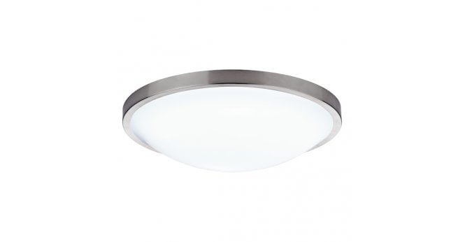 Där Lighting Dover Bathroom Flush Satin Chrome White Acrylic IP44