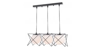 Dreyson 3 Light Bar Pendant Matt Black and Opal Glass