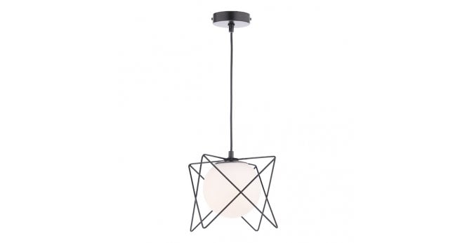 Där Lighting Dreyson Pendant Matt Black and Opal Glass