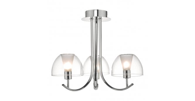 Där Lighting Duana 3 Light Semi Flush Polished Chrome & Glass