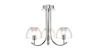 Duana 3 Light Semi Flush Polished Chrome & Glass