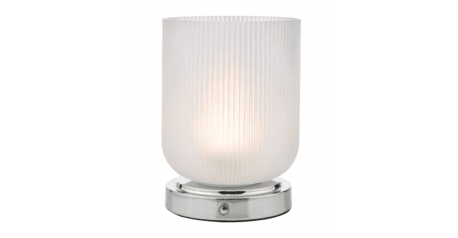Där Lighting Echo Rechargeable Table Lamp Polished Chrome and Ribbed Glass LED