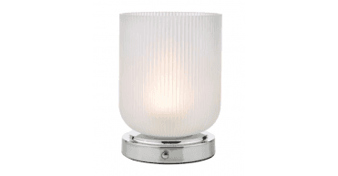 Echo Rechargeable Table Lamp Polished Chrome and Ribbed Glass LED