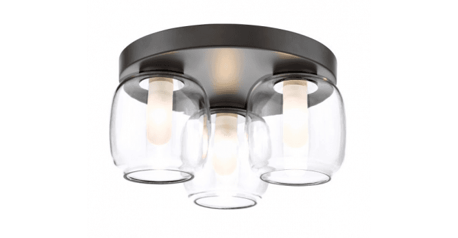 Där Lighting Edaline 3 Light Bathroom Flush Light Matt Black and Glass IP44
