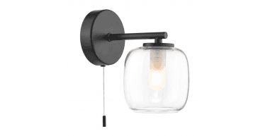 Edaline Bathroom Wall Light Matt Black and Glass IP44