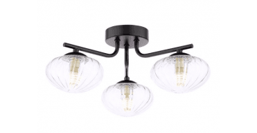 Ede 3 Light Semi-Flush Matt Black and Glass