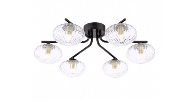 Där Lighting Ede 6 Light Semi-Flush Matt Black and Glass