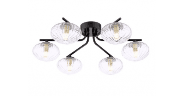 Ede 6 Light Semi-Flush Matt Black and Glass