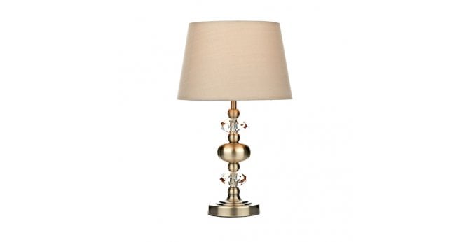 Där Lighting Edith Touch Table Lamp Antique Brass complete with Shade
