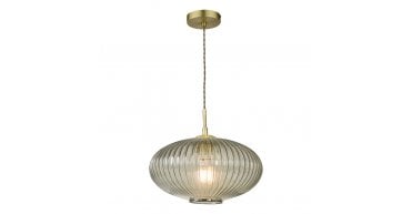 Edmond 1 Light Pendant Smoked Glass Antique Brass Detail