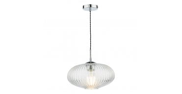 Edmond 1 Light Single Pendant Polished Chrome Ribbed Glass