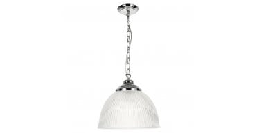 Edna Pendant Ribbed Glass Polished Chrome