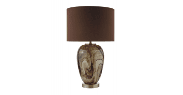 Egas Table Lamp Brown Marble Effect Glass and Antique Brass With Shade