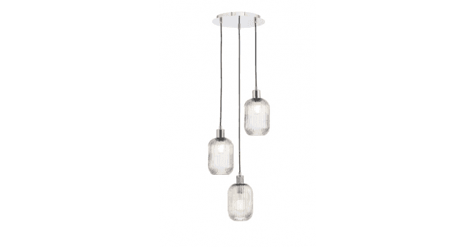 Där Lighting Eileen Pendant/Wall Light Matt Black and Ribbed Glass LED